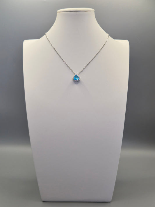 Blue Trilliant & Round Cubic Zirconia Pendant