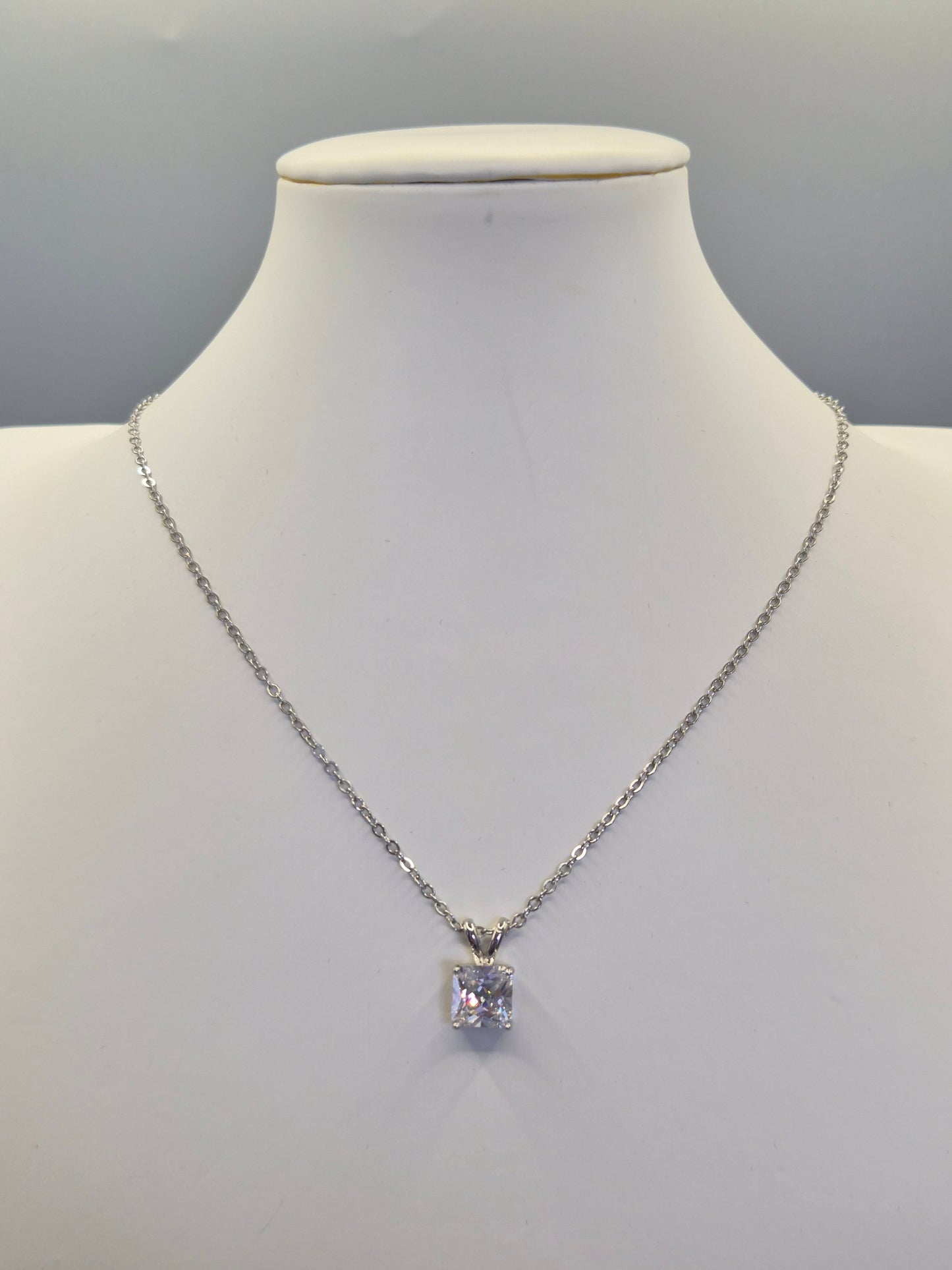 Princess Cut Cubic Zirconia Solitaire Pendant