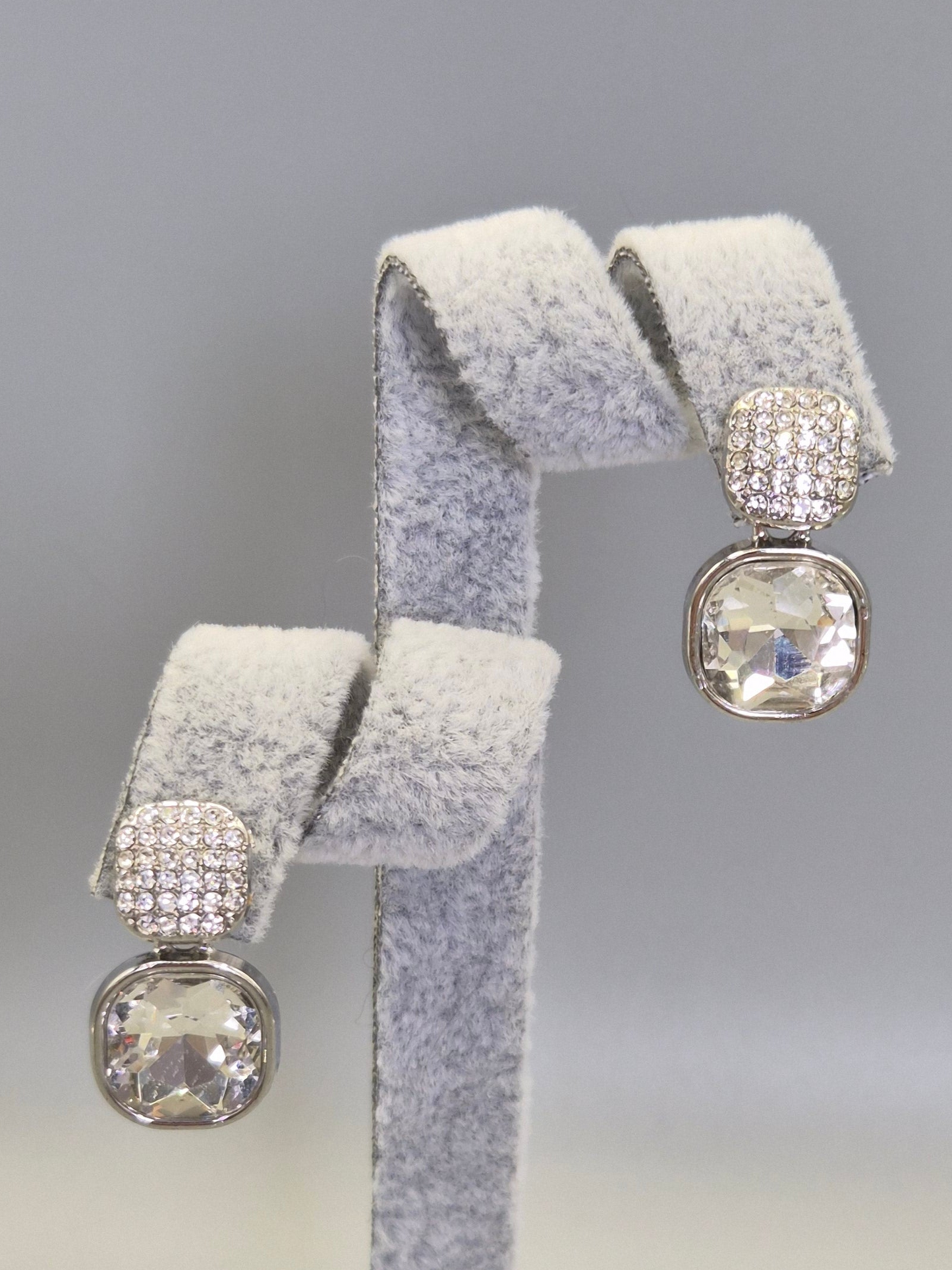 Cushion Bezel Set Cubic Zirconia Drop Earrings