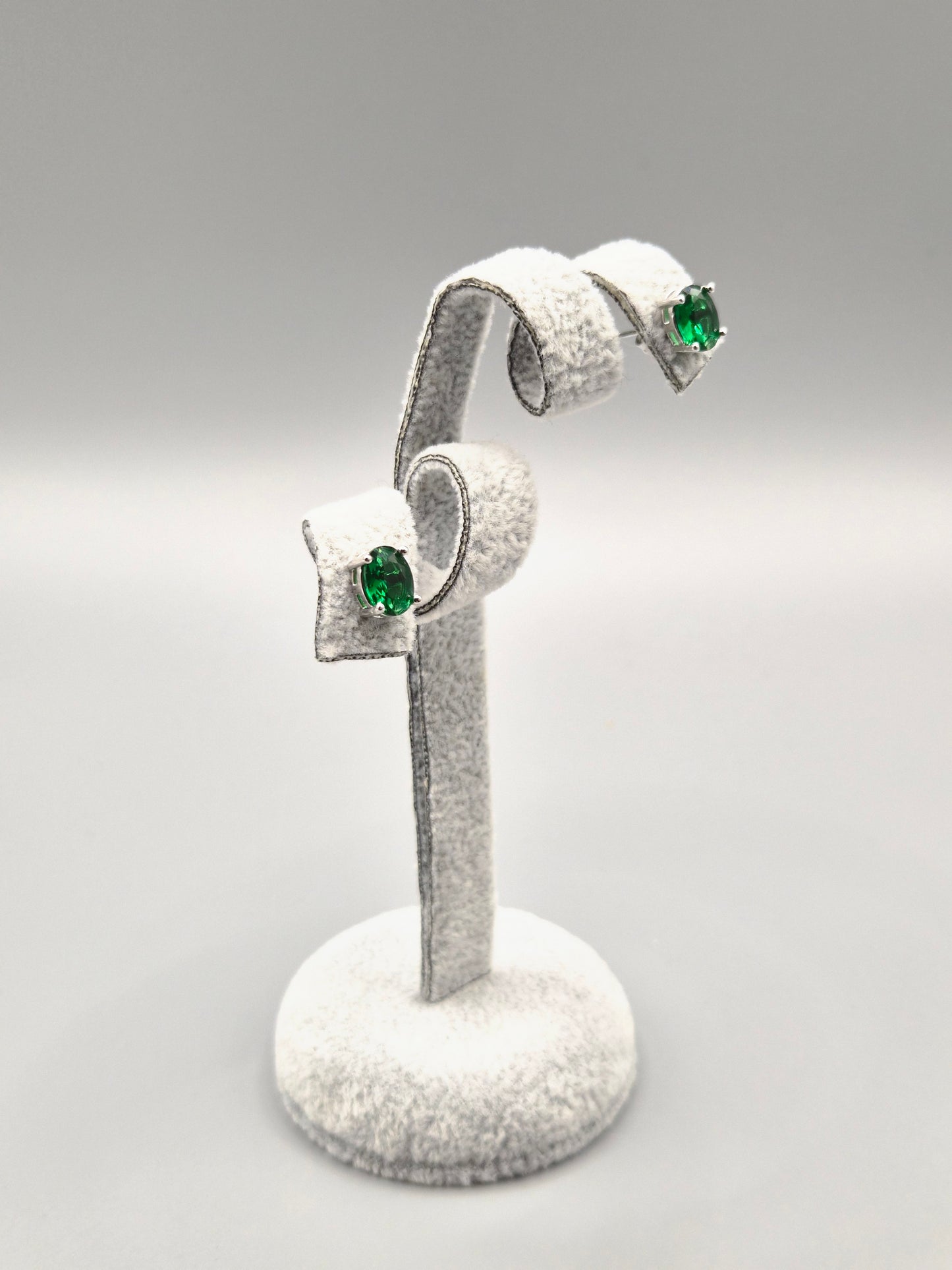 Oval Green Cubic Zirconia Stud Earrings