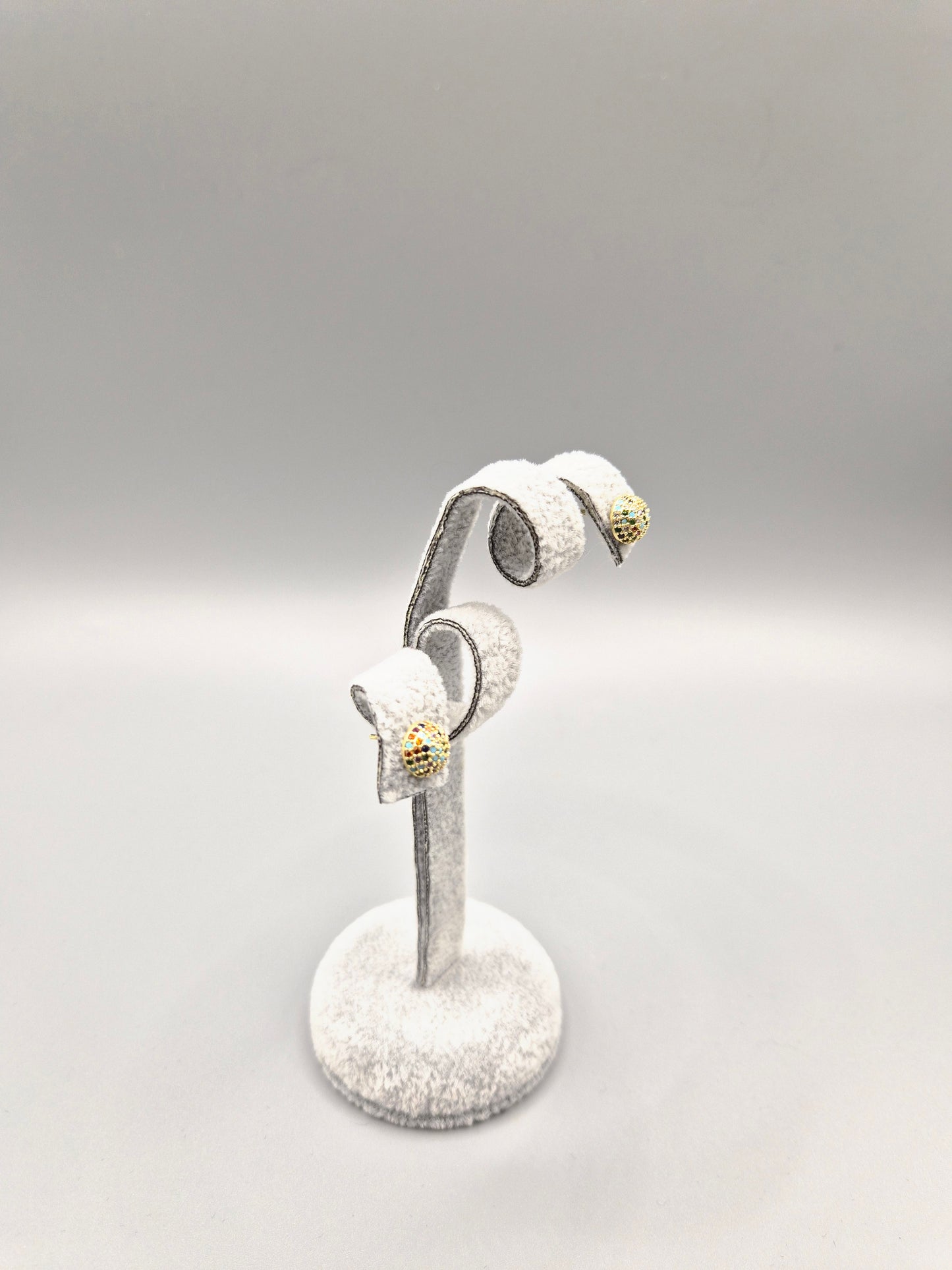 Multi Coloured Cubic Zirconia Gold Plated Stud Earrings