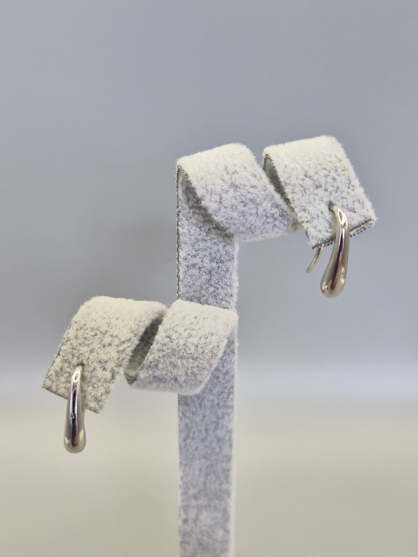 Water Drop Hook Through Earrings Silver
