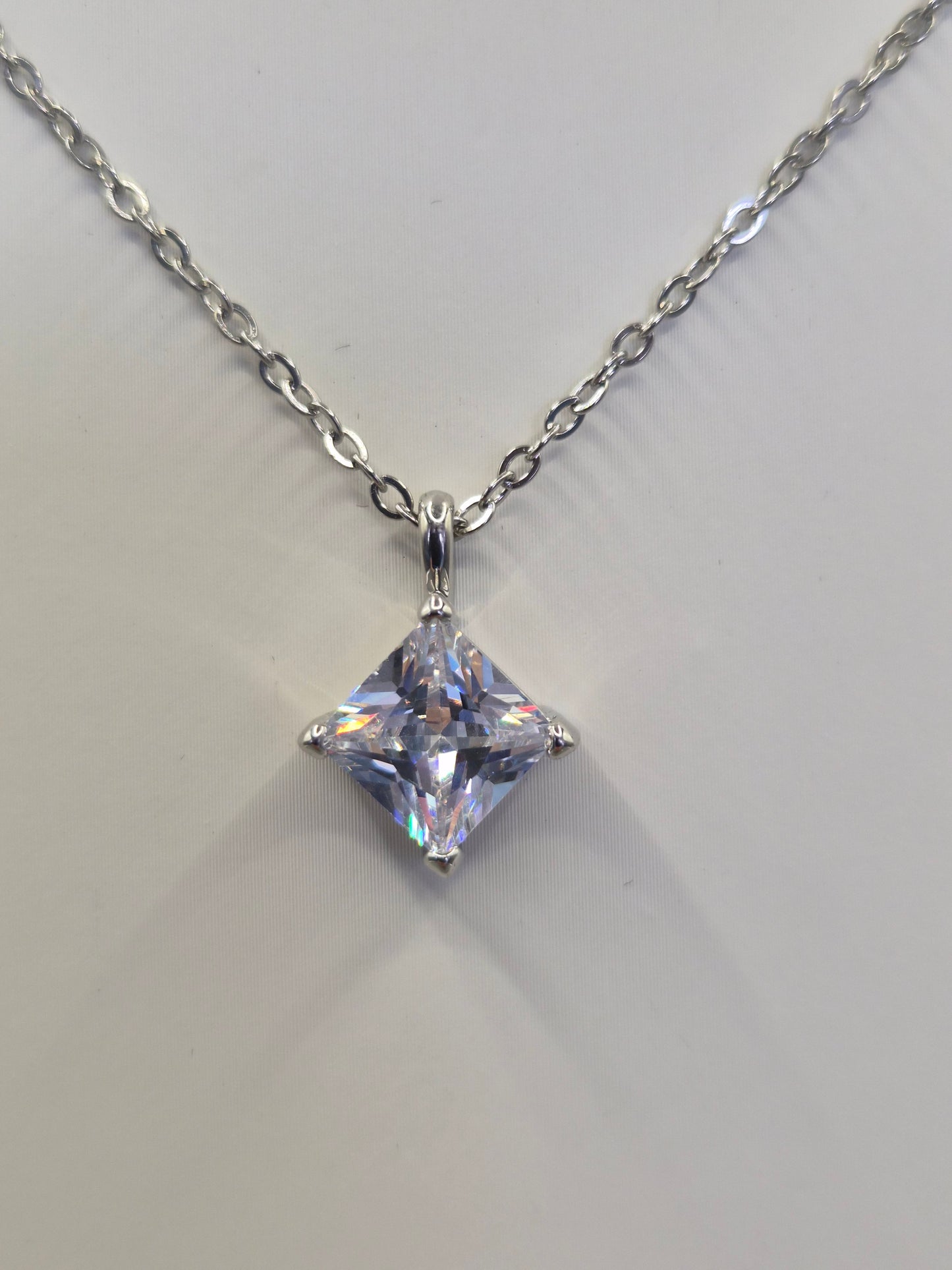 Princess Cut Solitaire Cubic Zirconia Pendant