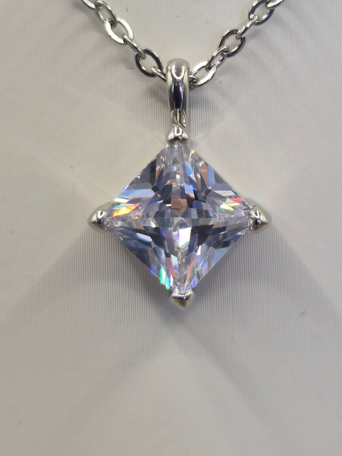 Princess Cut Solitaire Cubic Zirconia Pendant