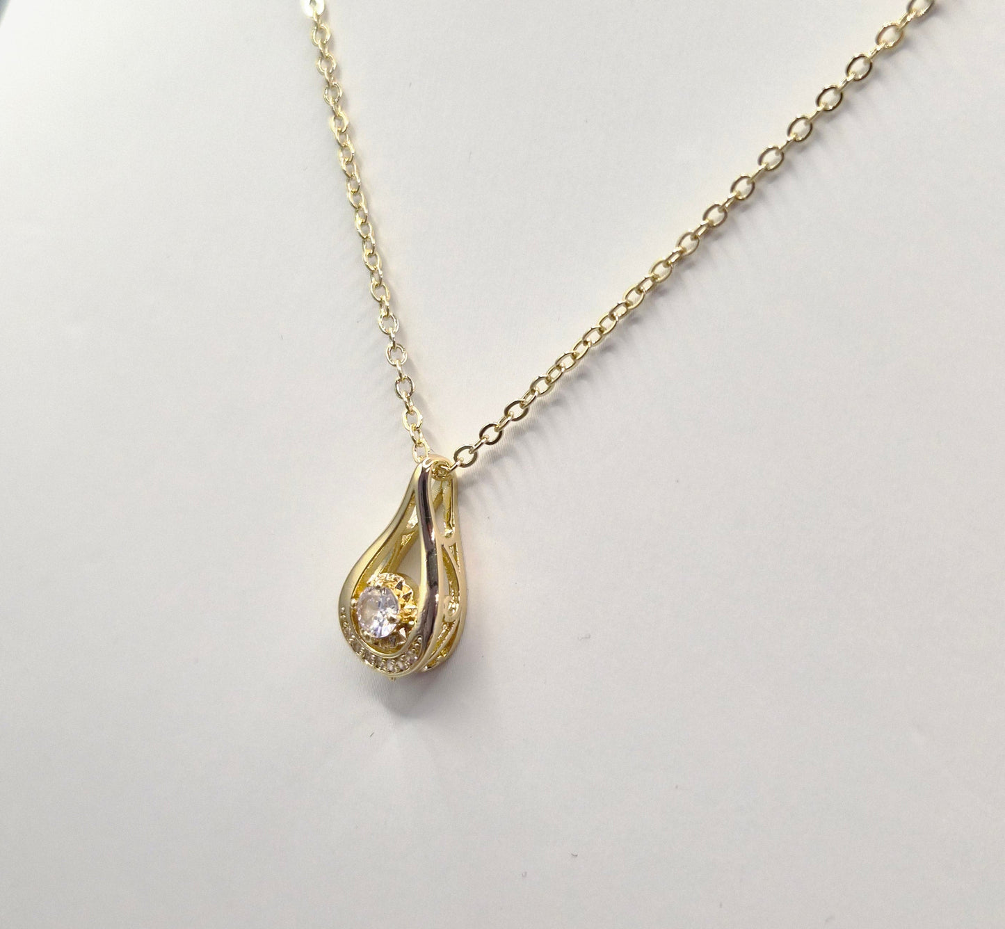 Pear Shaped Yellow Set Cubic Zirconia Pendant