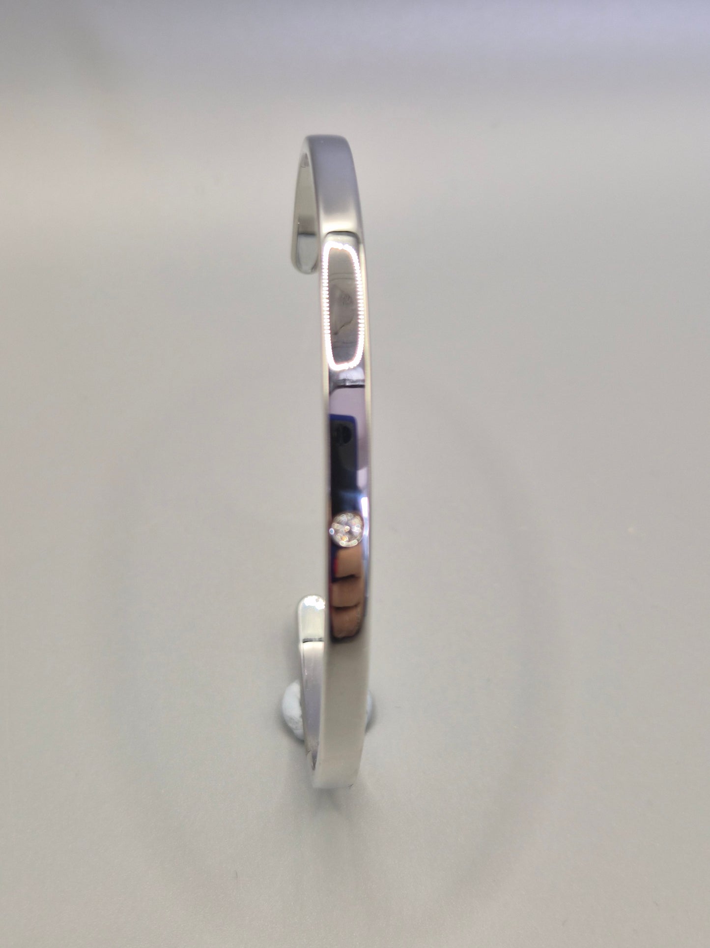Torque Bangle Flush Set With Single Cubic Zirconia Silver Coloured
