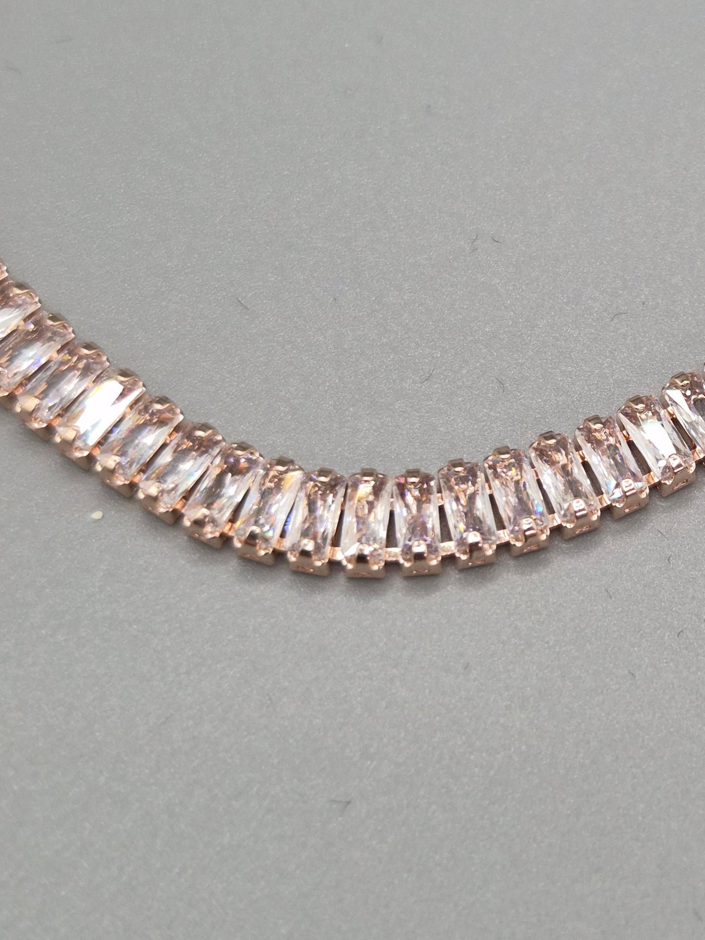 Baugette cut Cubic Zirconia Adjustable Rose set Bracelet