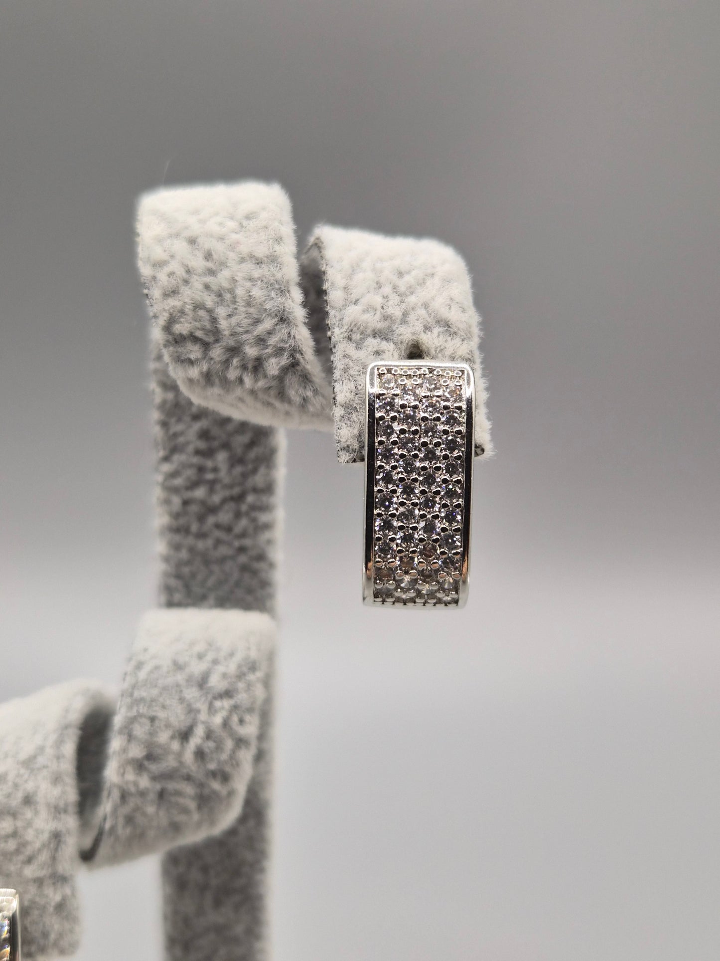 Double Sided Cubic Zirconia Oval Hoop Earrings