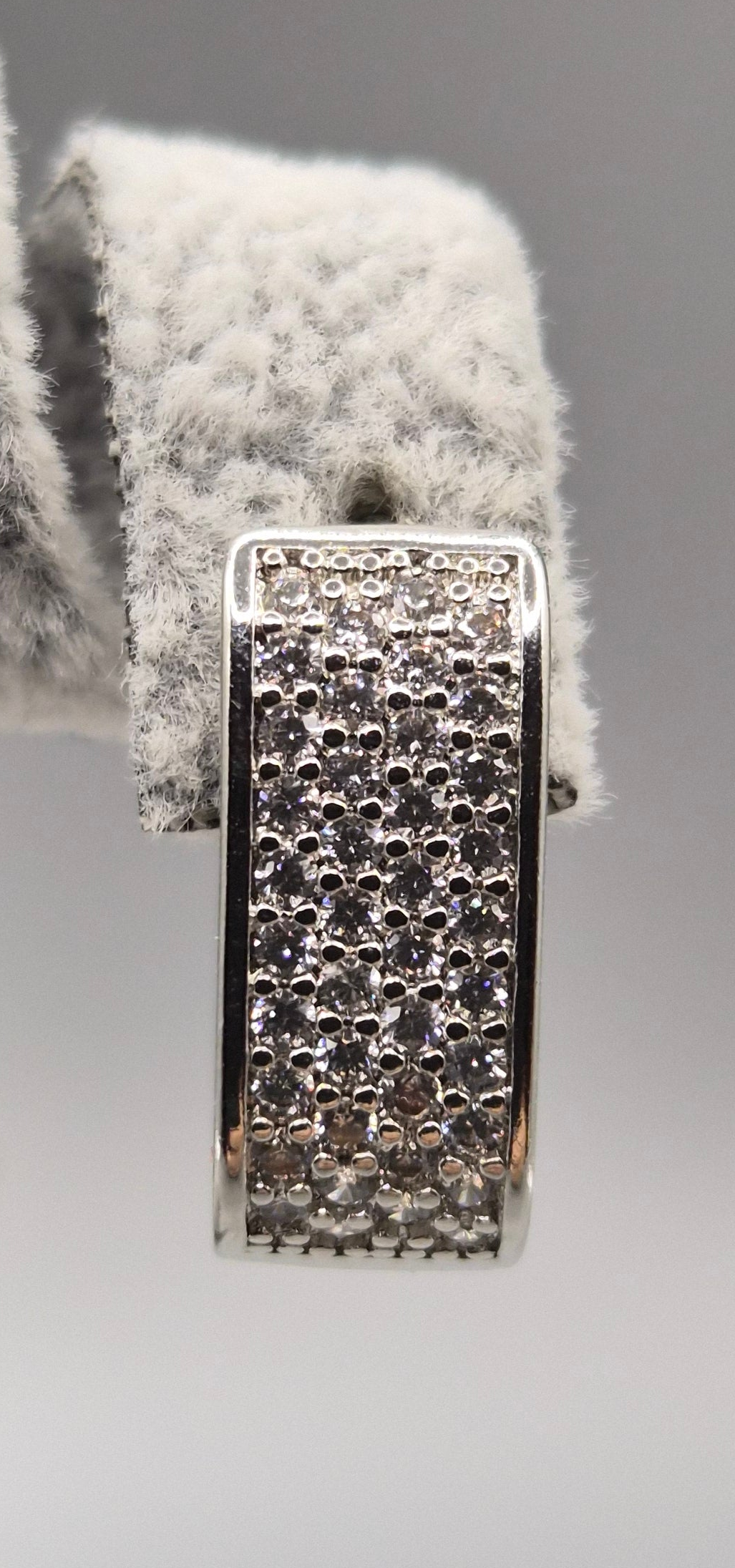 Double Sided Cubic Zirconia Oval Hoop Earrings