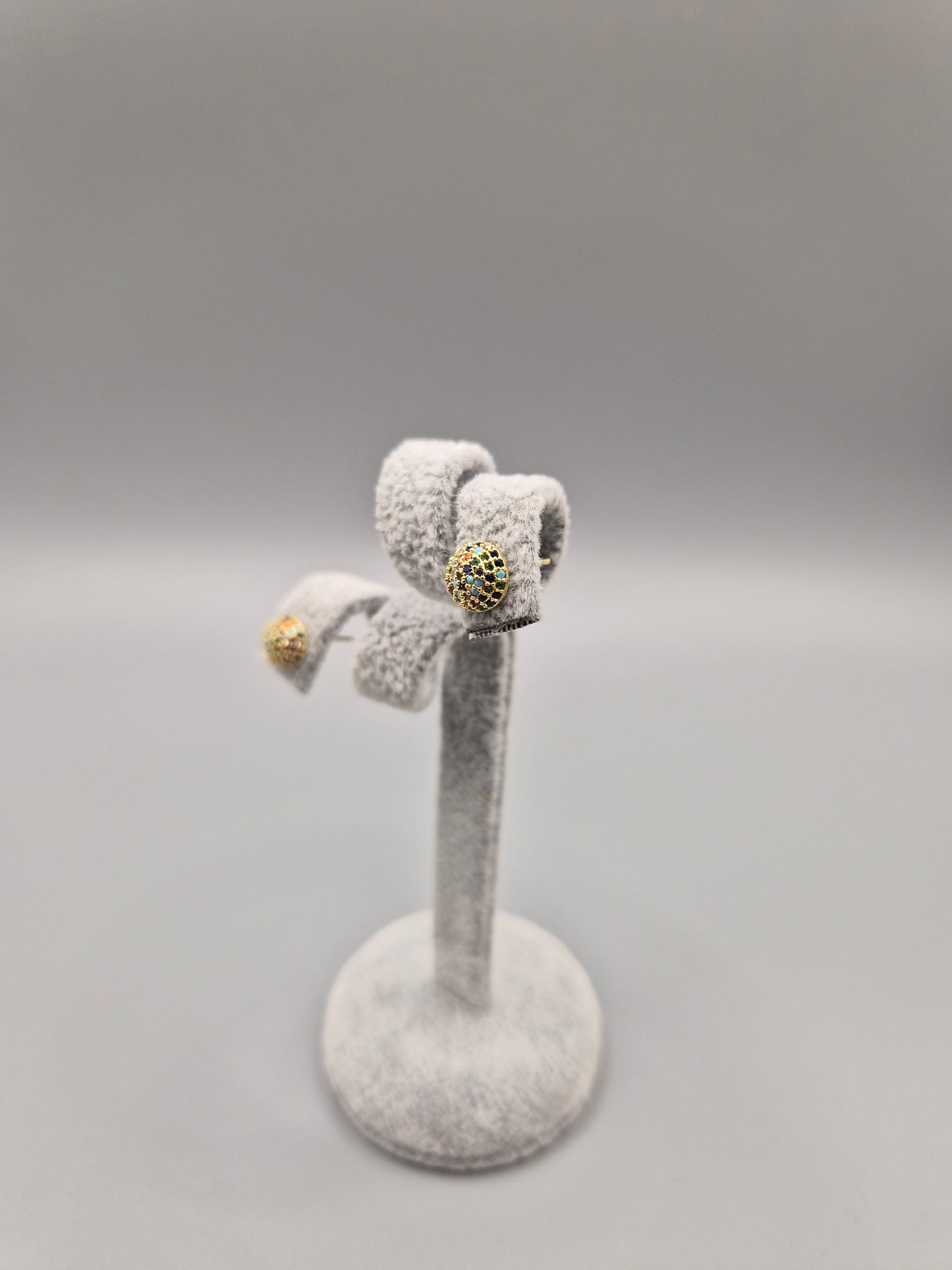 Multi Coloured Cubic Zirconia Gold Plated Stud Earrings