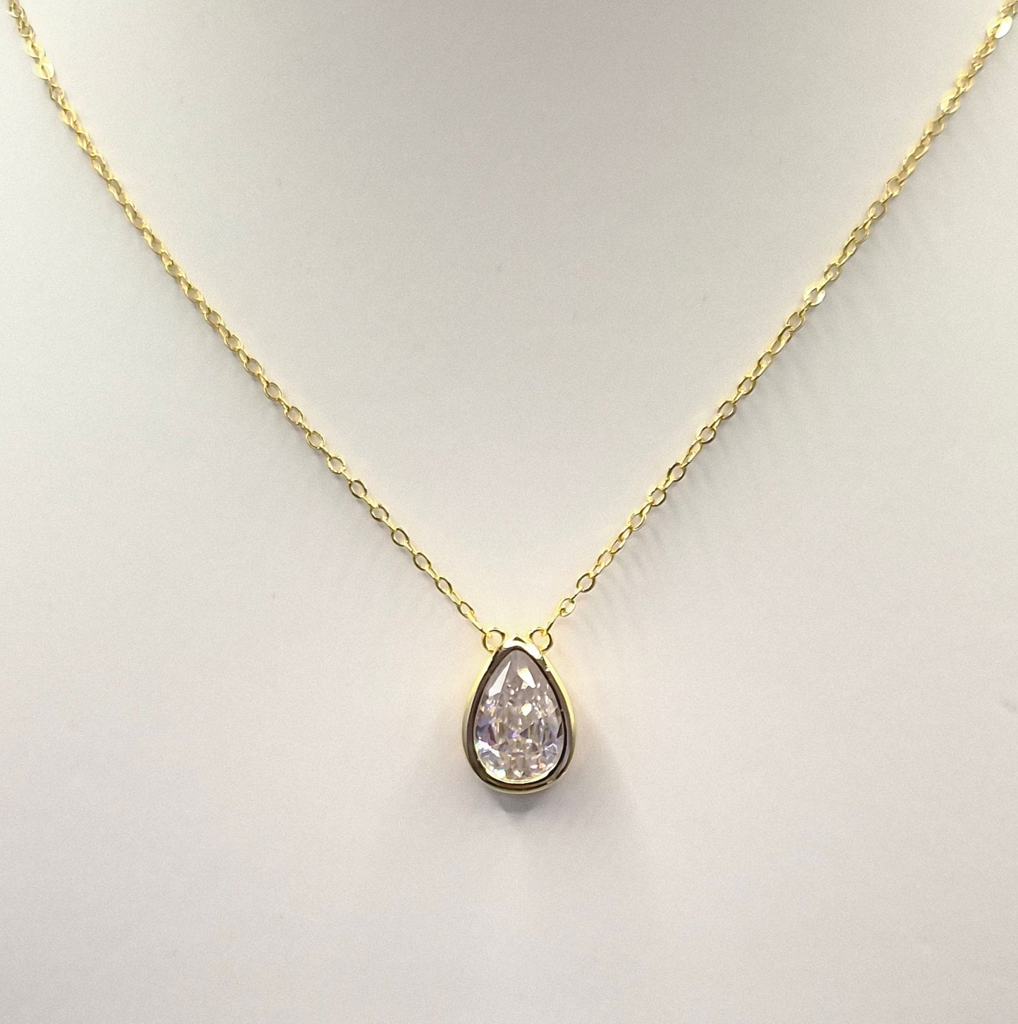 Pear Bezel Yellow Set Cubic Zirconia Pendant