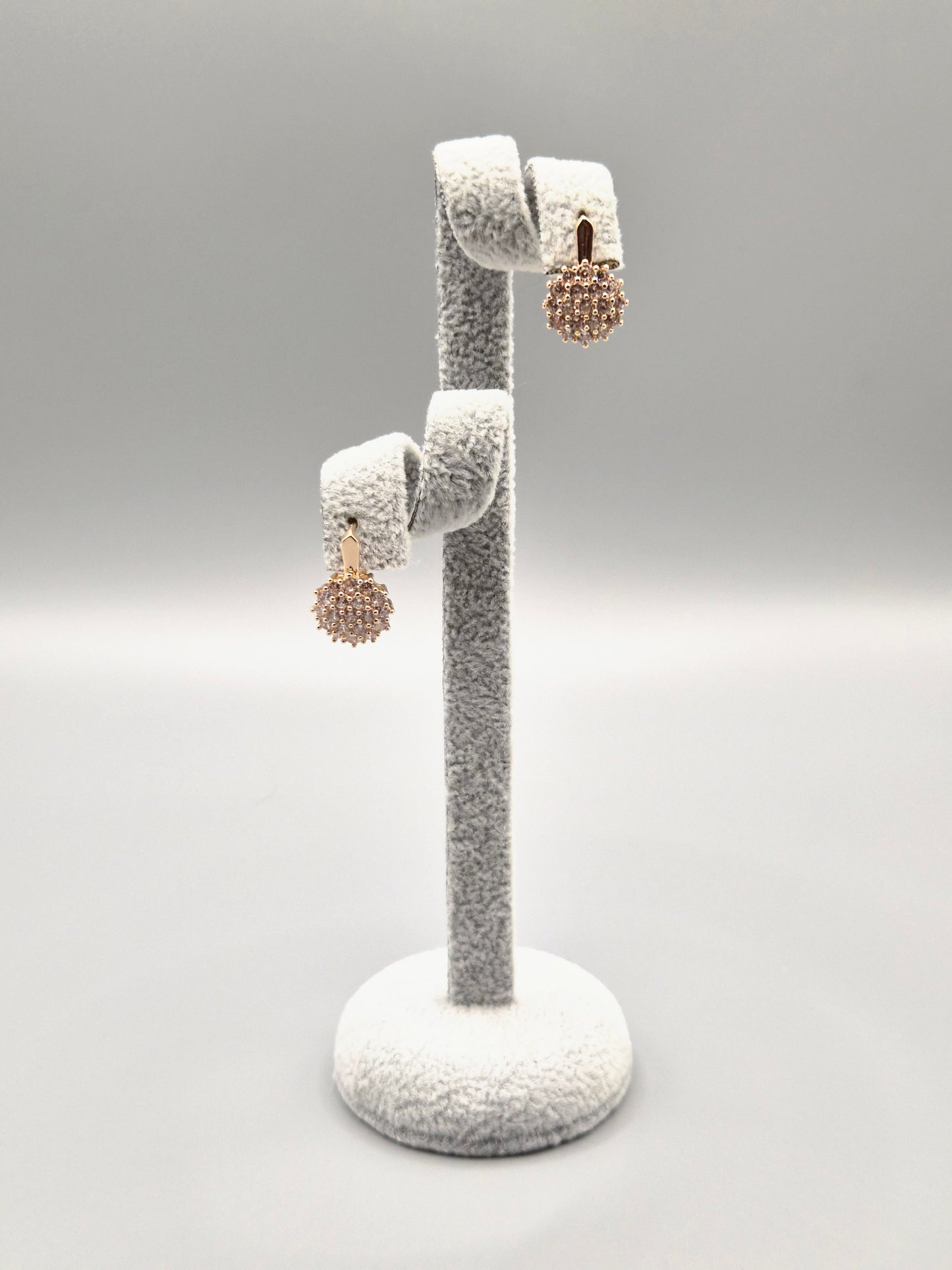 Gold Circle Bead Set Cubic Zirconia Huggie Hoop Earrings