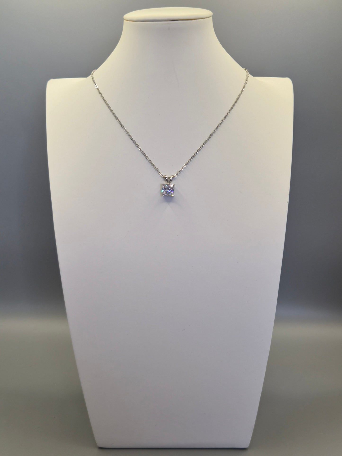 Princess Cut Cubic Zirconia Solitaire Pendant