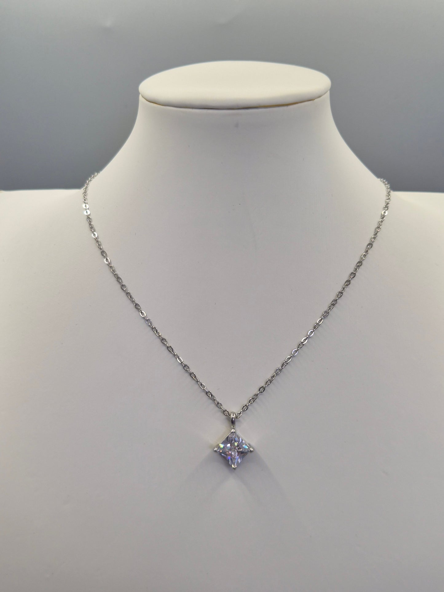 Princess Cut Solitaire Cubic Zirconia Pendant