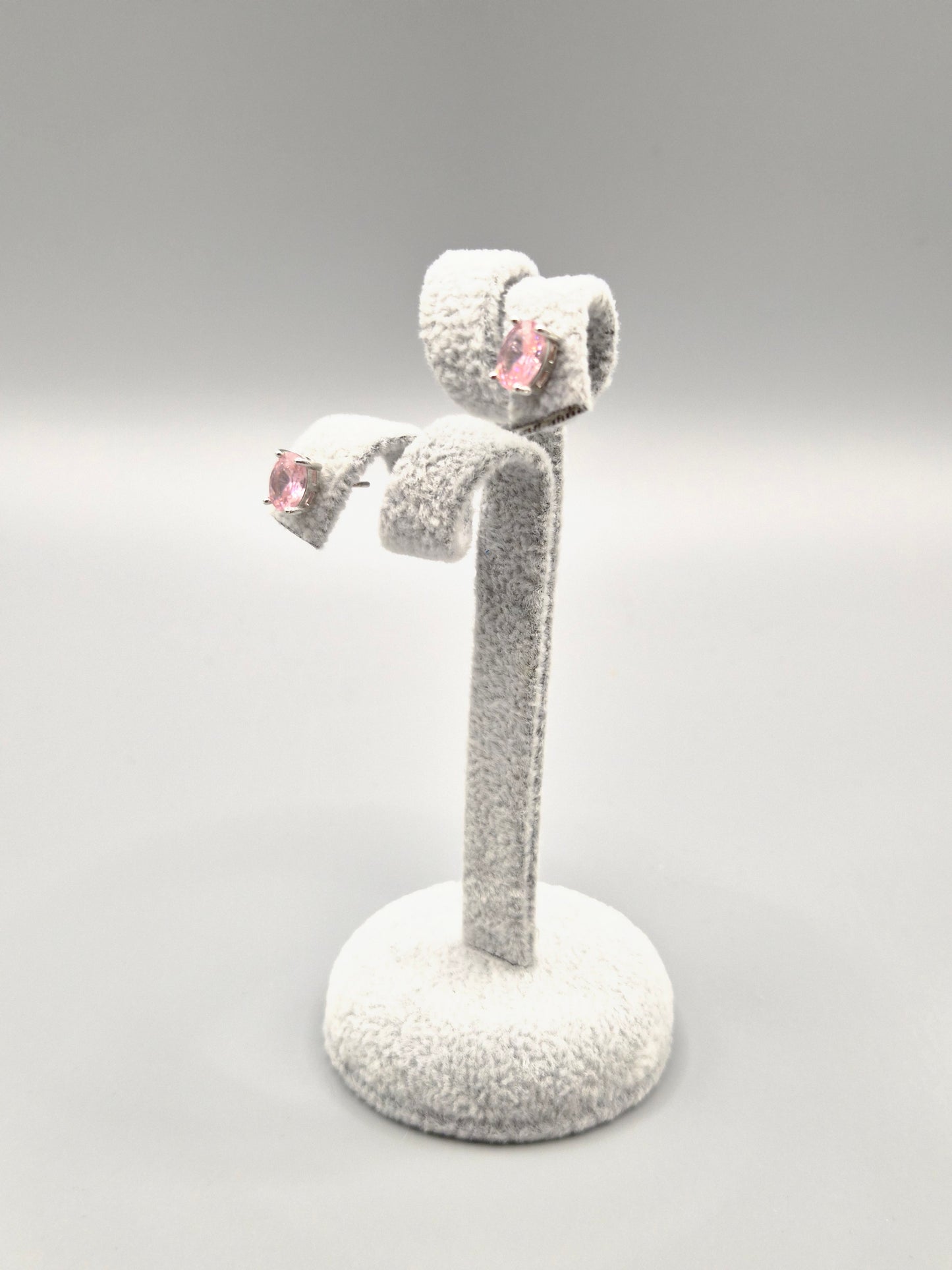 Oval Pink Cubic Zirconia Stud Earrings