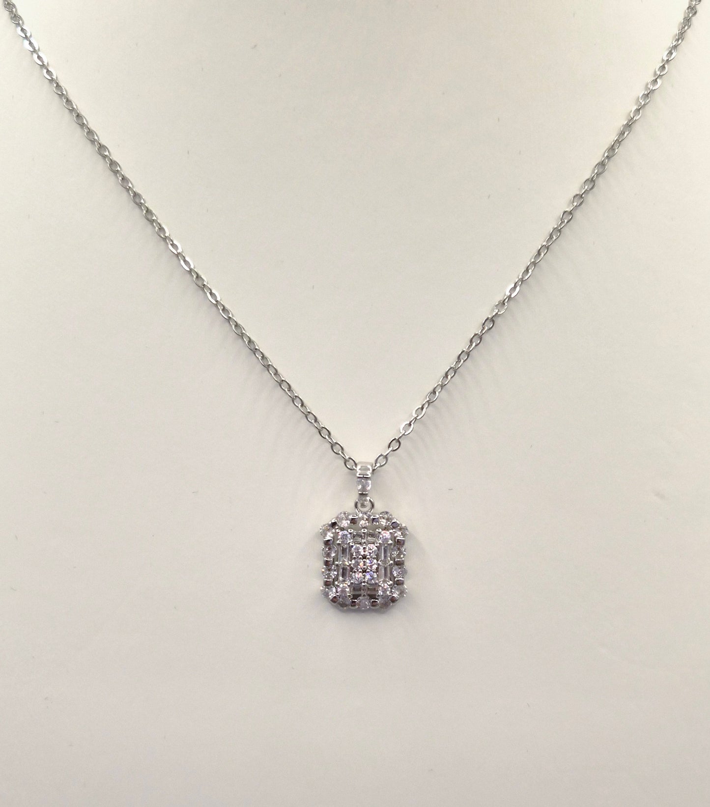 Baguette & Round Cubic Zirconia Pendant