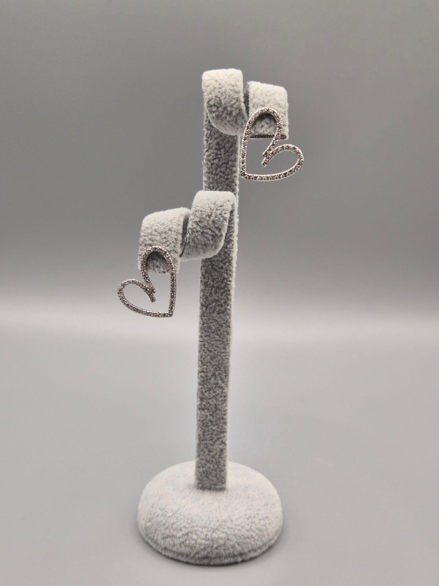 Open Heart Zirconia Stud Earrings