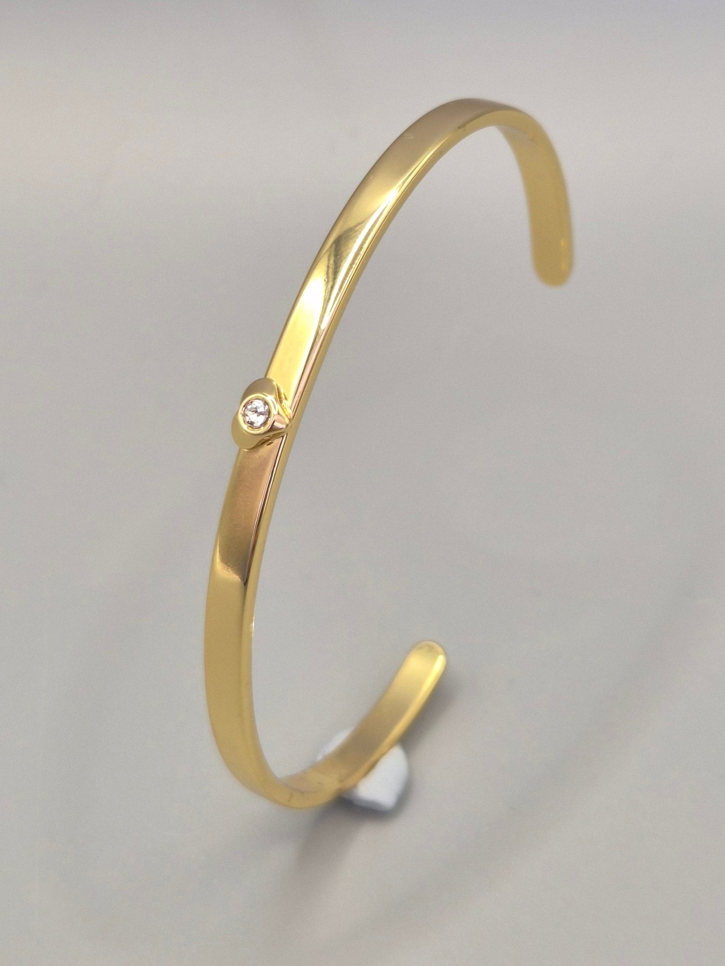 Torque Bangle With Heart Design Set With Cubic Zirconia Yellow Set