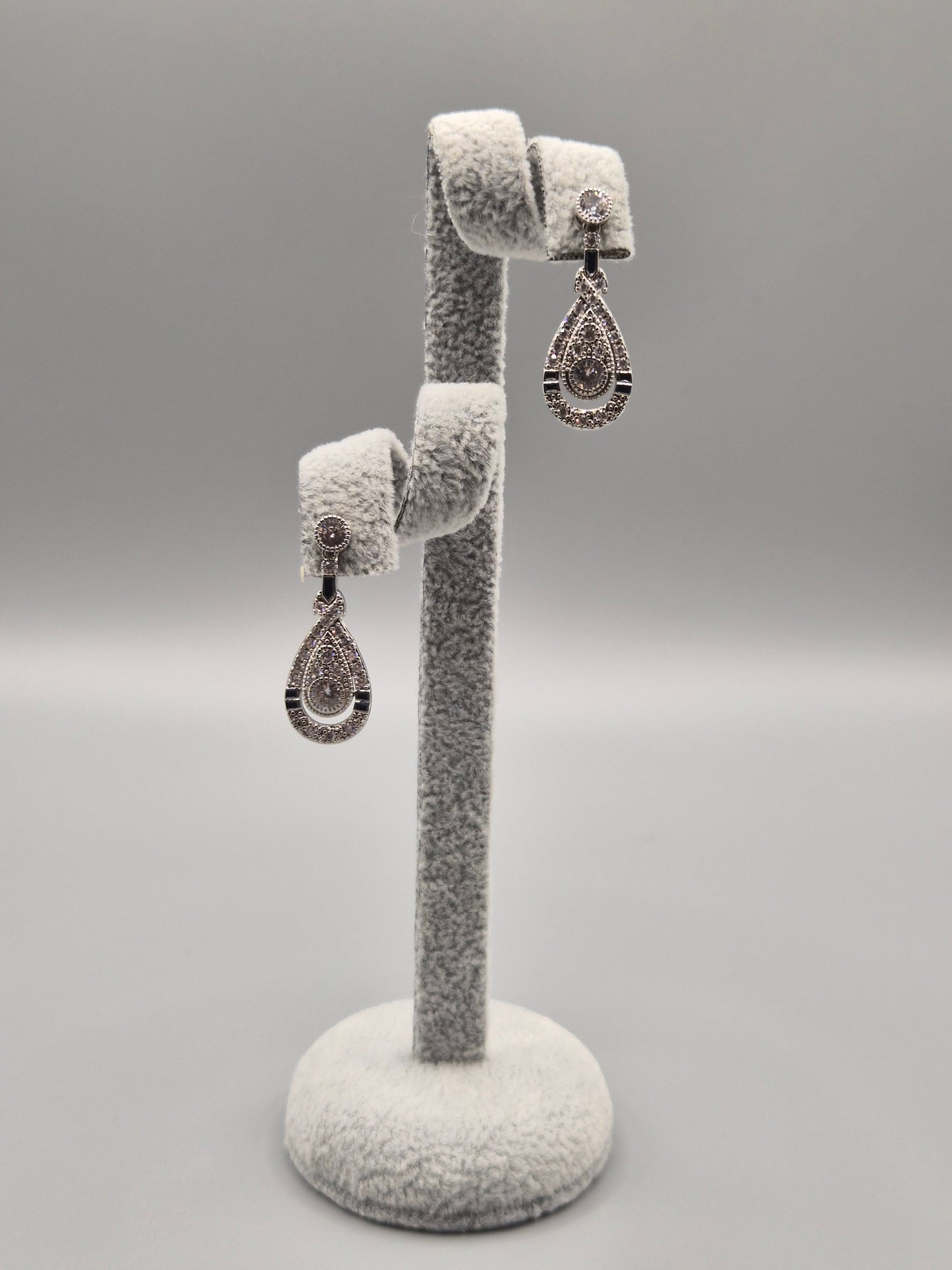 Pear Shaped Cubic Zirconia Drop Earrings