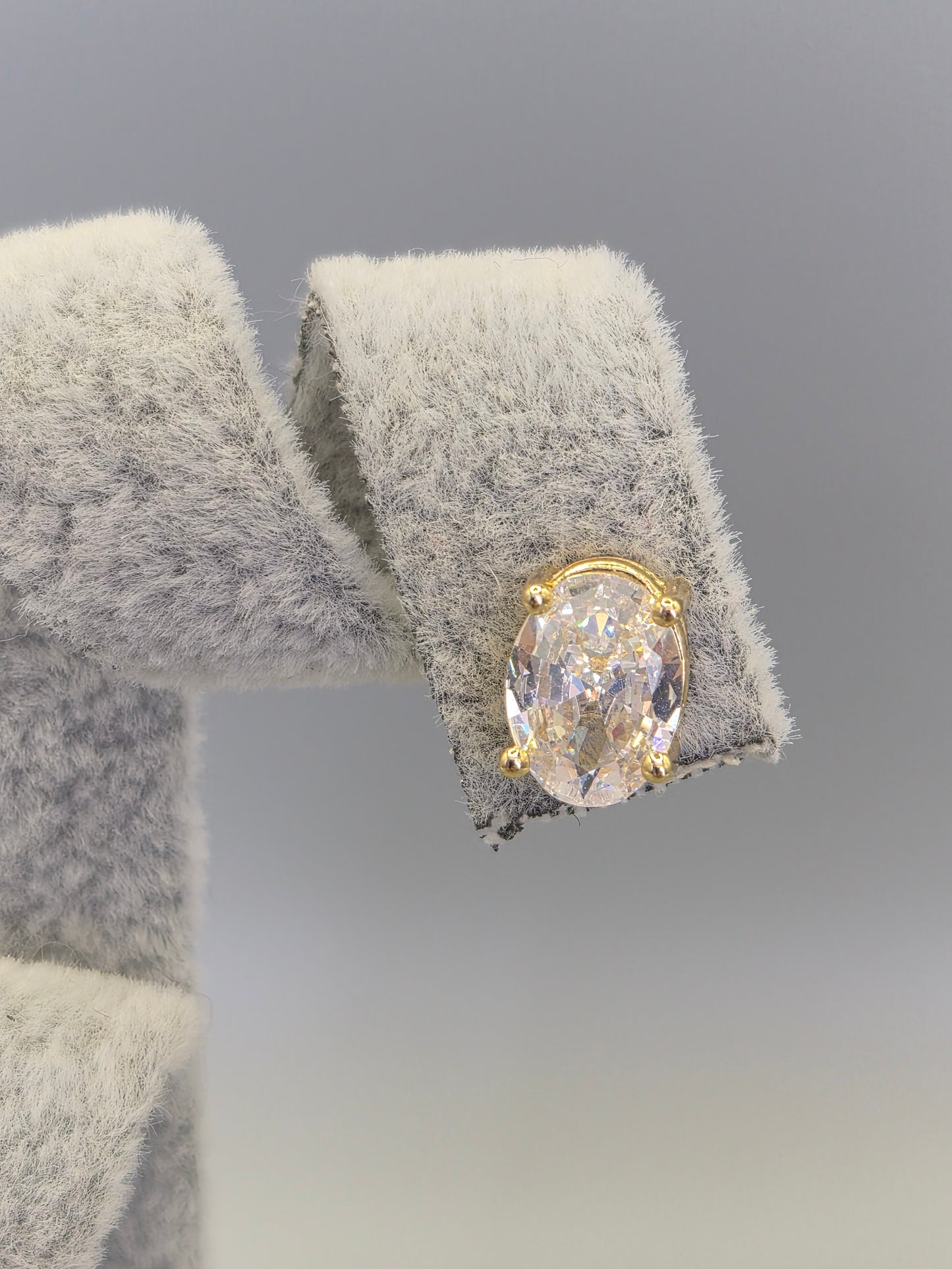 Oval Cubic Zirconia Stud Earrings - Yellow