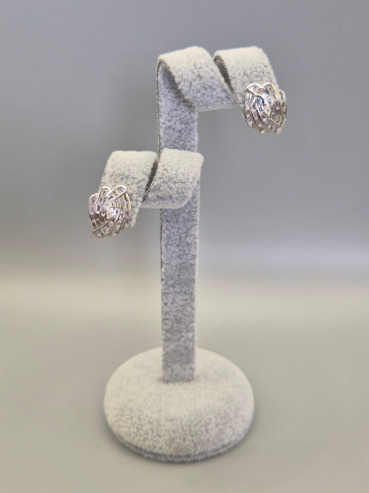 Marquise & Baguette Cut Cubic Zirconia Surround Stud Earrings