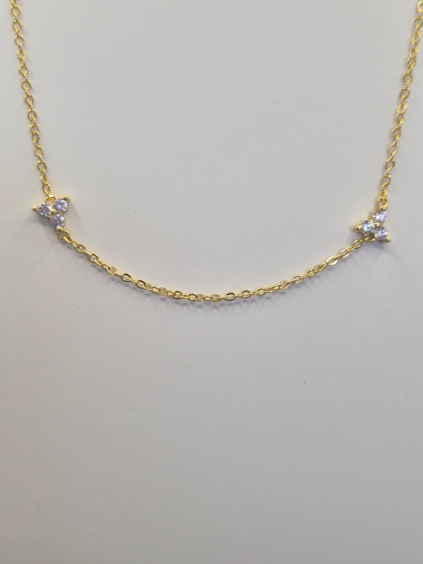 12 Stone Cubic Zirconia Choker Necklace- Yellow 16"