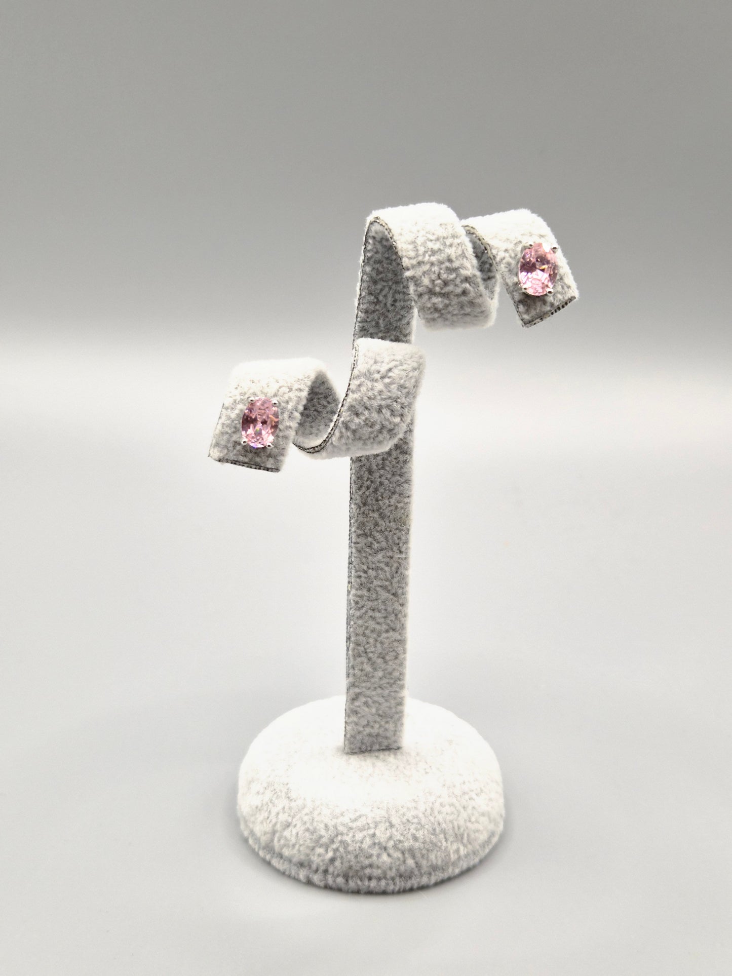 Oval Pink Cubic Zirconia Stud Earrings